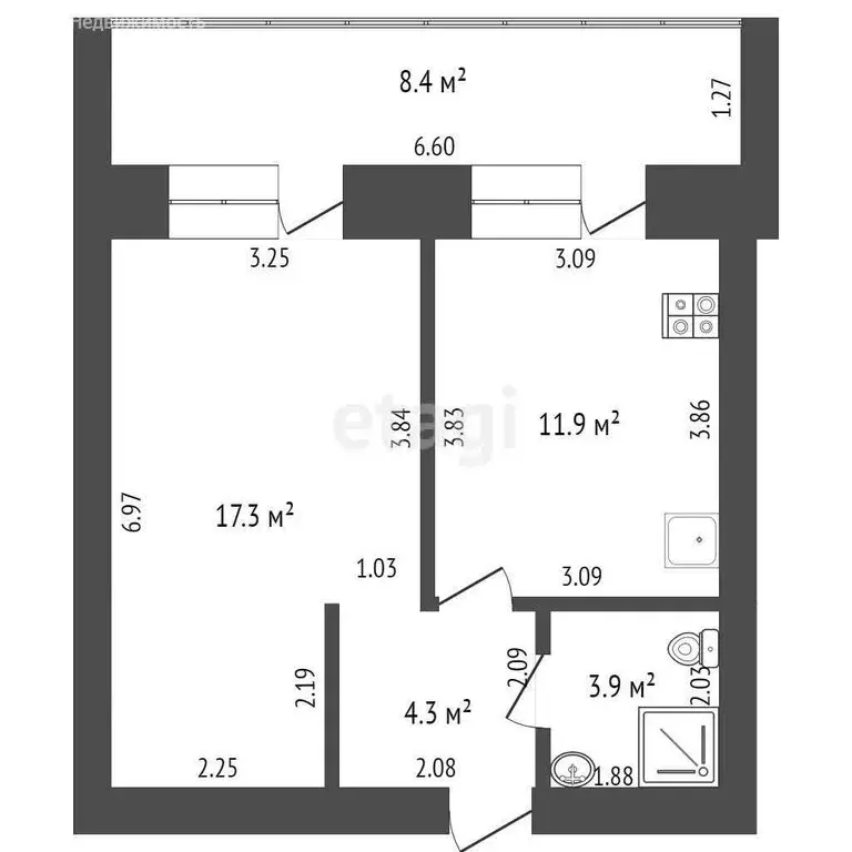 1-комнатная квартира: Стерлитамак, улица 7 Ноября, 101 (43.04 м) - Фото 1