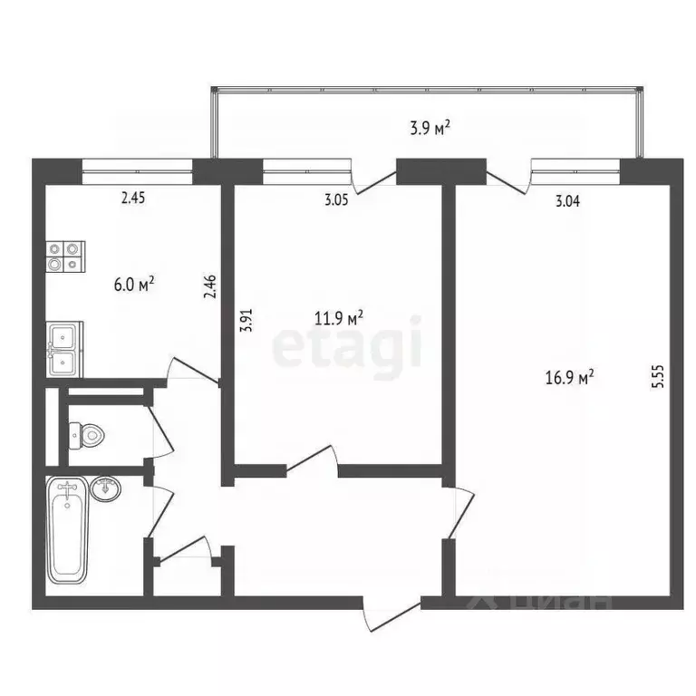 2-к кв. Псковская область, Печоры Индустриальная ул., 9 (46.7 м) - Фото 1