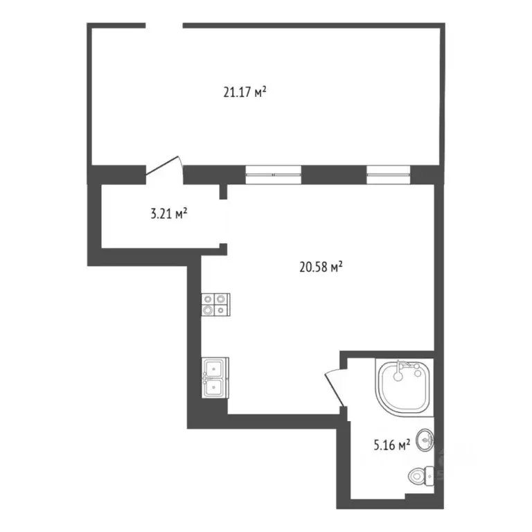 Студия Тюменская область, Тюмень ул. Сергея Свиридова, 11к2 (36.03 м) - Фото 2