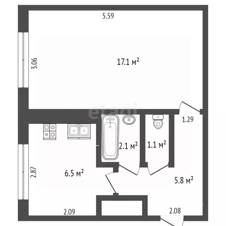 1-к кв. Мордовия, Саранск ул. Косарева, 94А (34.0 м) - Фото 1