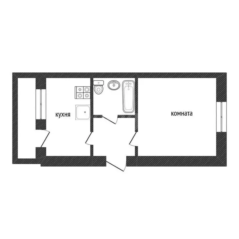 1-комнатная квартира: деревня Бор, 33 (36.7 м) - Фото 1
