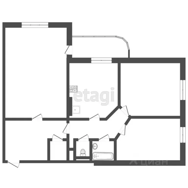 3-к кв. Мордовия, Саранск ул. Косарева, 13/2 (71.3 м) - Фото 1