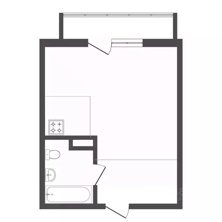 Студия Тюменская область, Тюмень ул. Новоселов, 107к2 (21.7 м) - Фото 2