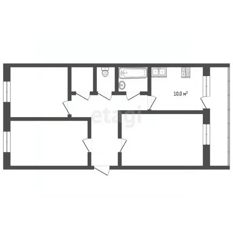 3-к кв. Ярославская область, Некрасовское рп ул. Космонавтов, 7 (59.8 ... - Фото 2