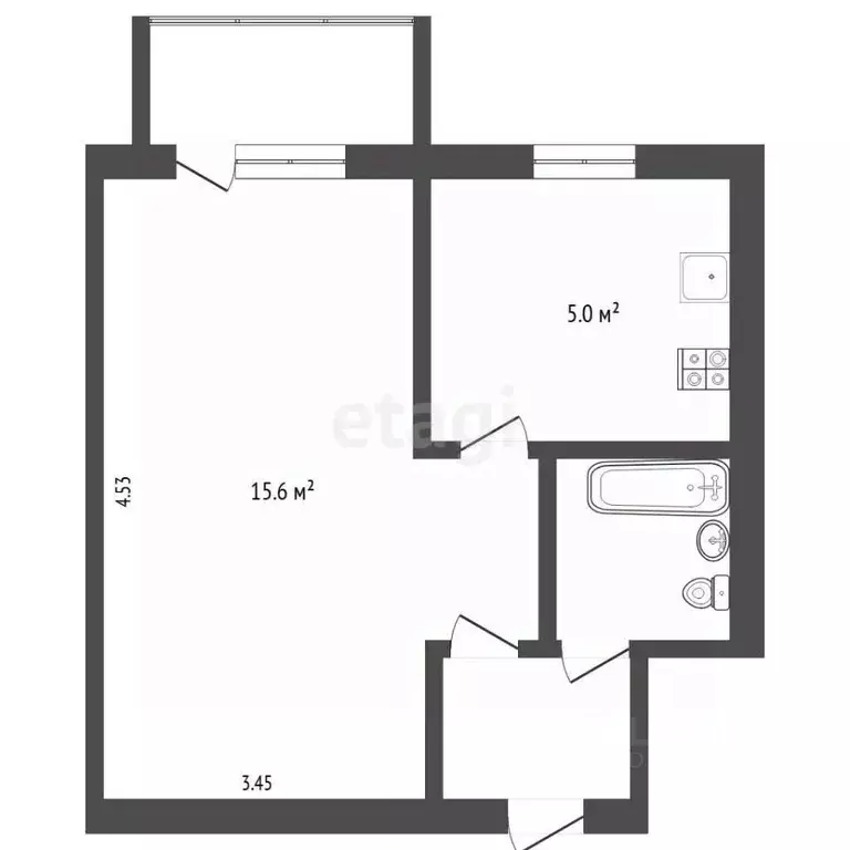1-к кв. Тюменская область, Тюмень Киевская ул., 68 (31.0 м) - Фото 2