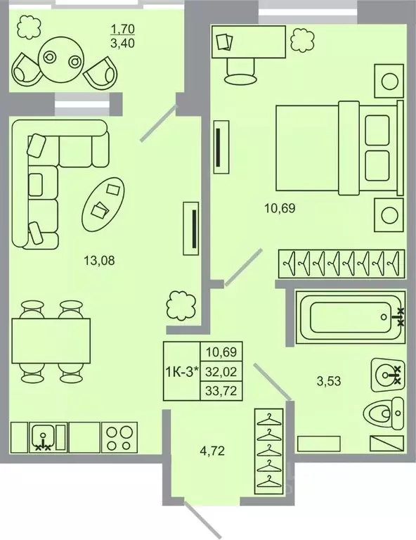 1-к кв. Ленинградская область, Всеволожский район, пос. Бугры Стороны ... - Фото 1