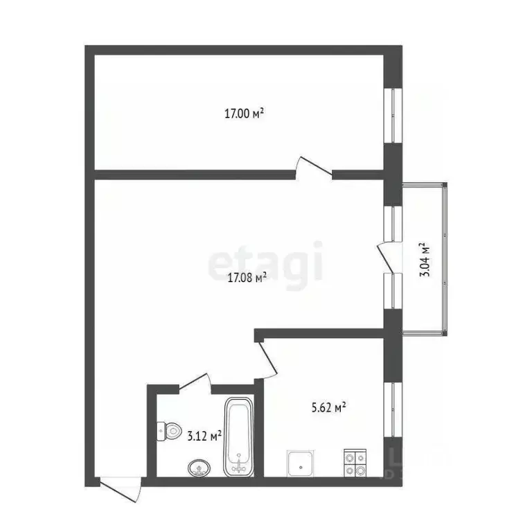 2-к кв. Тюменская область, Тюмень ул. Пермякова, 4 (45.0 м) - Фото 0