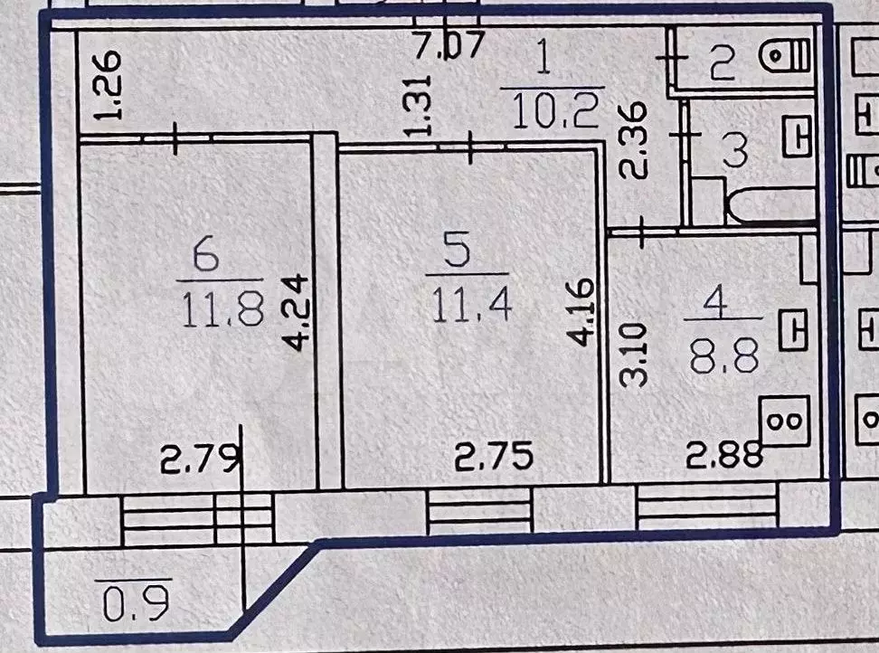 2-к. квартира, 45,9 м, 3/6 эт. - Фото 0