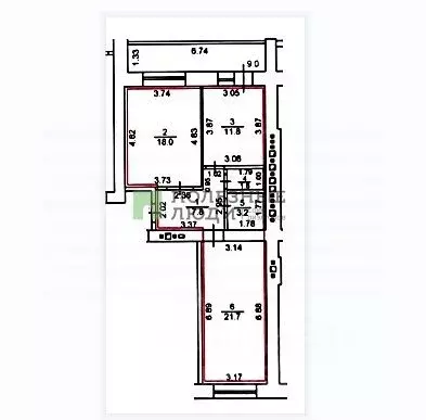 2-к кв. Орловская область, Орел Московское ш., 155А (64.3 м) - Фото 2