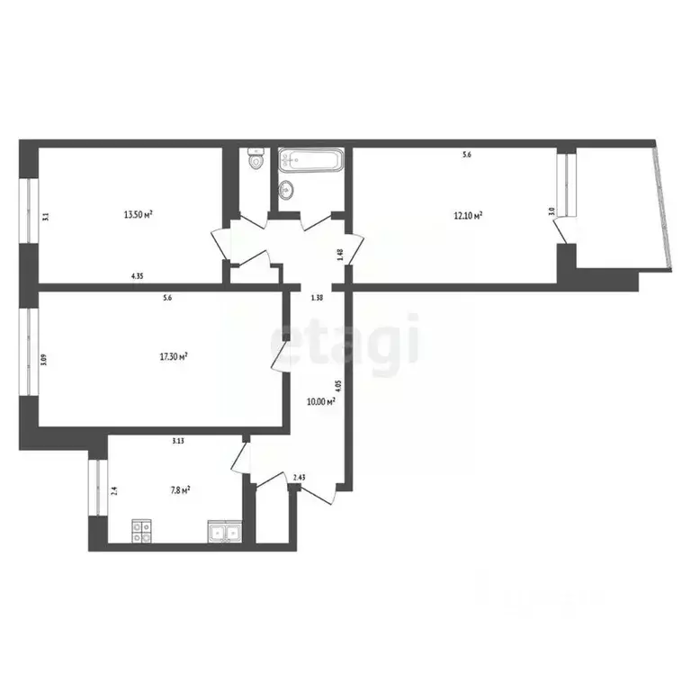 3-к кв. Орловская область, Орел ул. Чечневой, 1 (66.6 м) - Фото 1