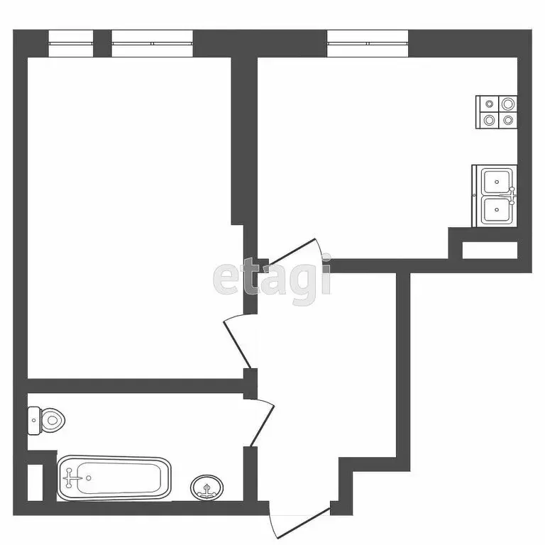 1-комнатная квартира: Тюмень, Харьковская улица, 76 (28.3 м) - Фото 0