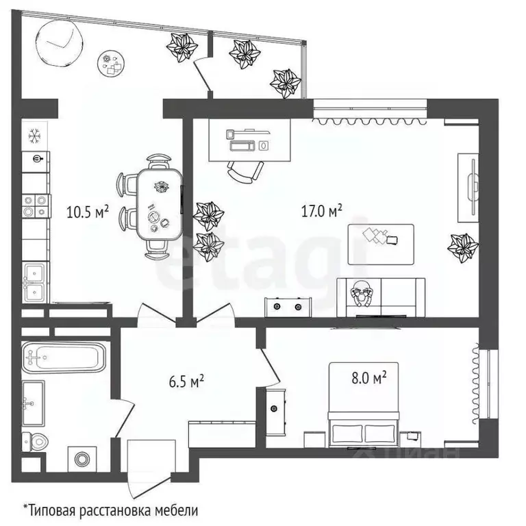 2-к кв. Тюменская область, Тюмень ул. Газовиков, 53 (43.5 м) - Фото 2