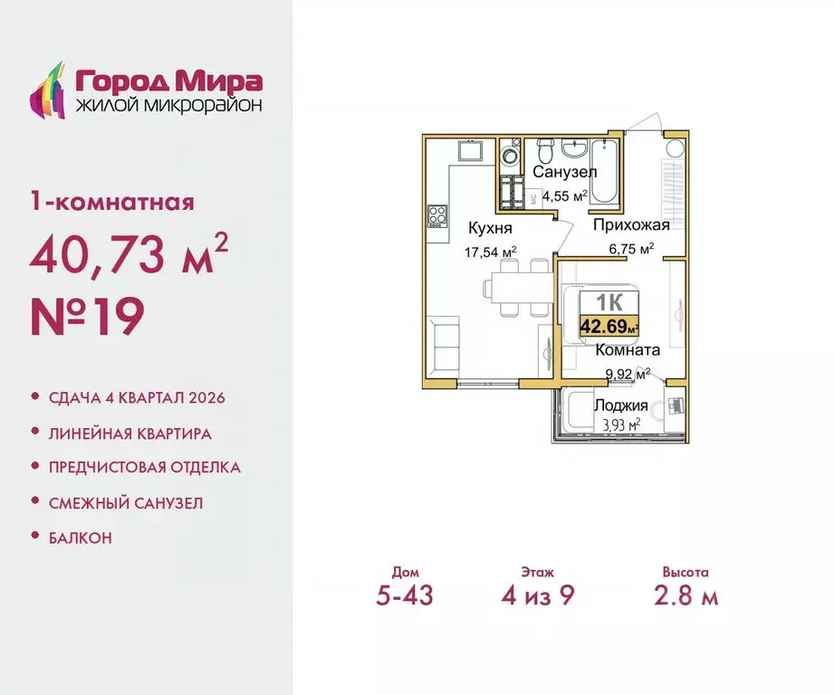 1-к кв. Крым, Симферополь ул. Батурина (40.73 м) - Фото 0