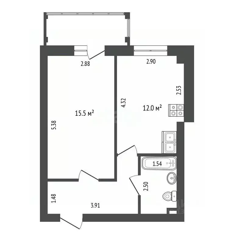 1-к кв. Омская область, Омск ул. 11-я Ремесленная, 25 (38.0 м) - Фото 2