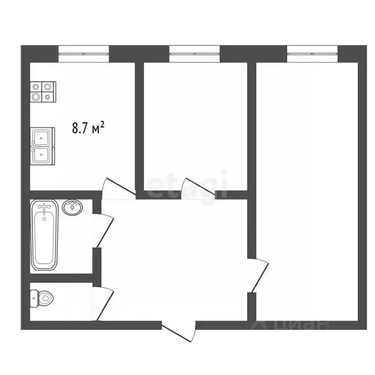 2-к кв. Вологодская область, Вологда Молодежная ул., 20 (52.0 м) - Фото 2