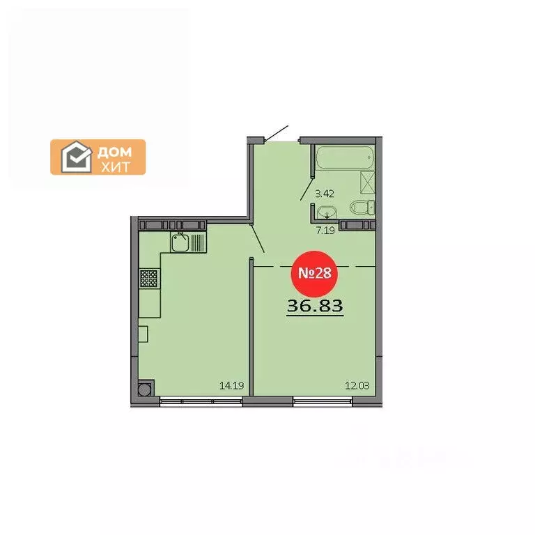 1-комнатная квартира: Симферопольский район, Мирновское сельское ... - Фото 1