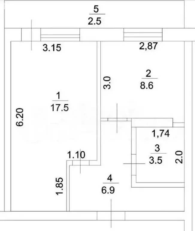1-комнатная квартира: Салават, улица Губайдуллина, 2 (32.7 м) - Фото 1