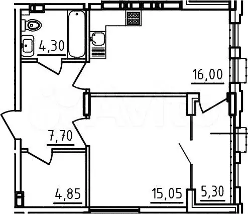 1-к. квартира, 50м, 5/9эт. - Фото 1