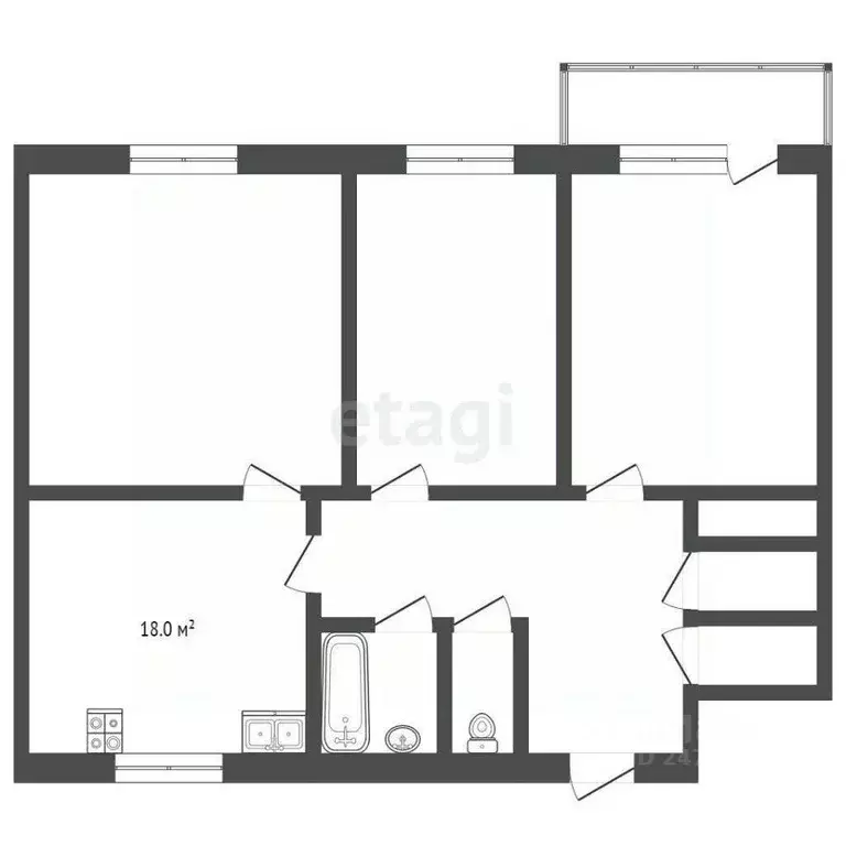 Квартира, 3 комнаты, 97.5 м - Фото 0