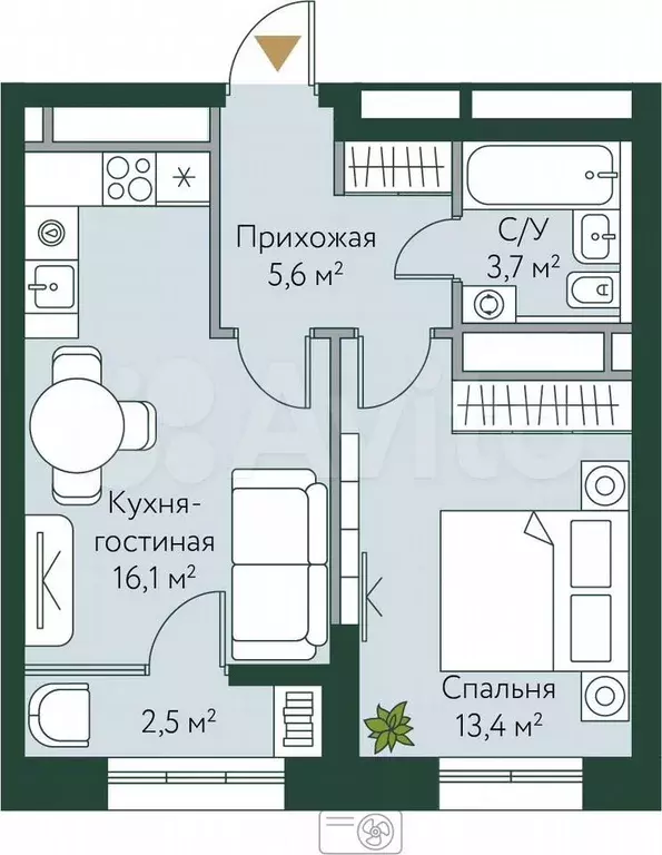 1-к. квартира, 41,3 м, 17/24 эт. - Фото 0