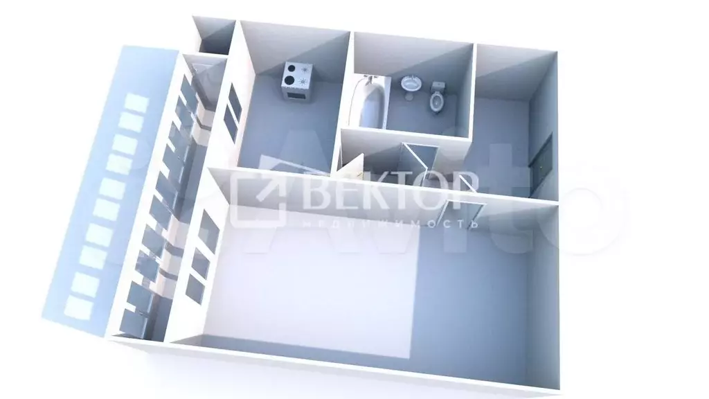 1-к. квартира, 38 м, 4/5 эт. - Фото 0