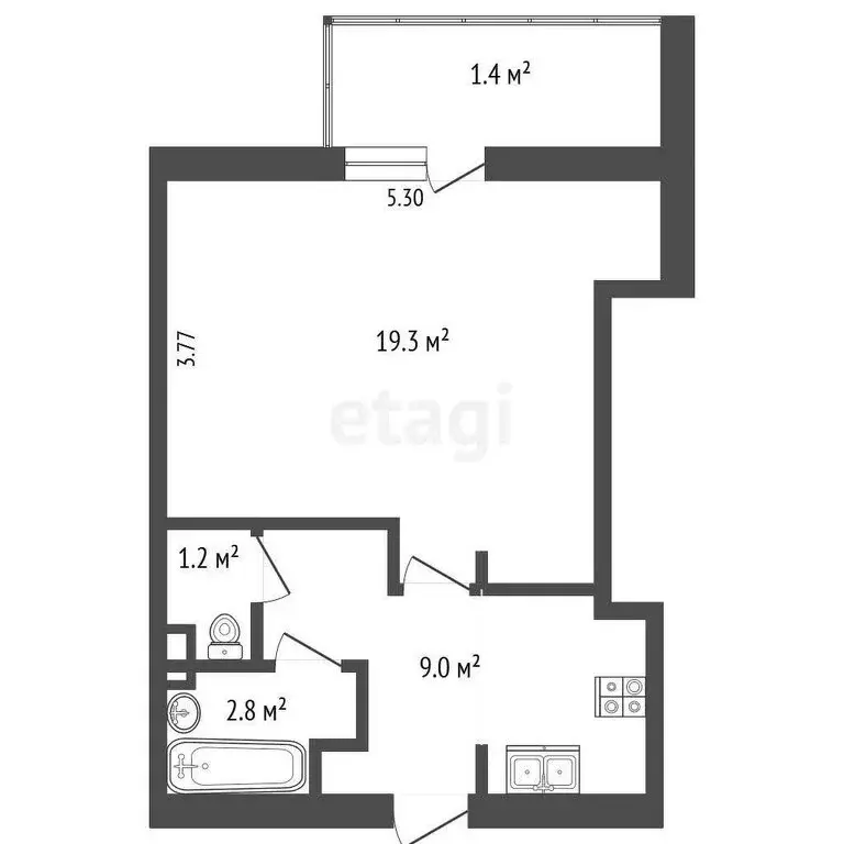 Квартира-студия: Омск, улица Ватутина, 33к1 (35.6 м) - Фото 0