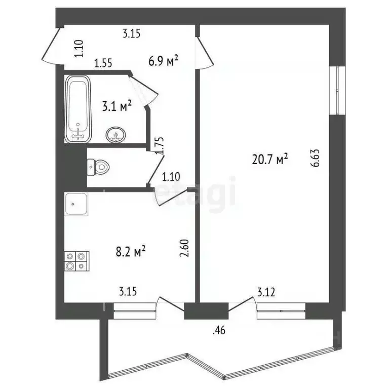 1-к кв. Крым, Ялта ул. Весенняя, 13 (40.2 м) - Фото 1
