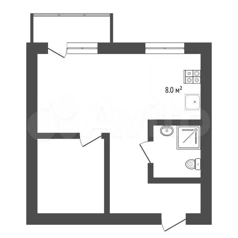 1-к. квартира, 36 м, 2/5 эт. - Фото 1