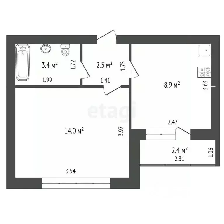 1-к кв. Калининградская область, Калининград ул. Николая Карамзина, 36 ... - Фото 1