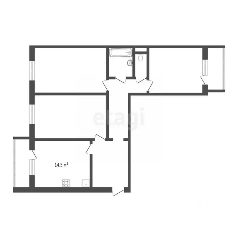 3-к кв. Тюменская область, Тюмень ул. Николая Семенова, 27 (90.3 м) - Фото 2