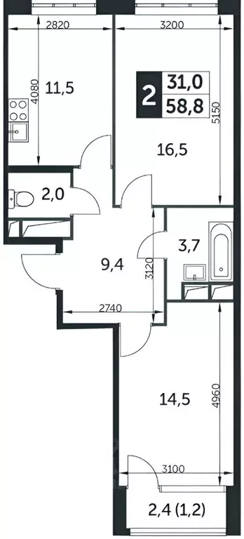 2-к кв. Московская область, Мытищи городской округ, пос. Нагорное ... - Фото 2