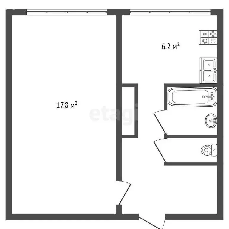 1-комнатная квартира: деревня Гарболово, 267 (32 м) - Фото 1