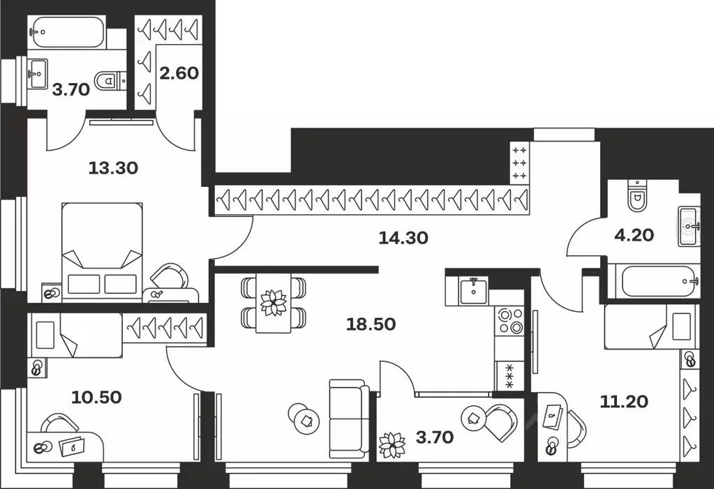 3-к кв. Тульская область, Тула ул. Михеева, 9А (82.0 м) - Фото 1