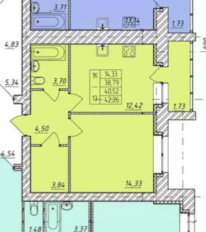 Продаётся 1-к квартира, 42.26 м - Фото 0
