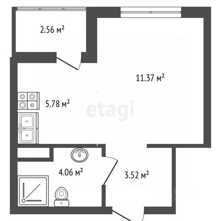 Студия Ленинградская область, Мурино Всеволожский район, просп. ... - Фото 2