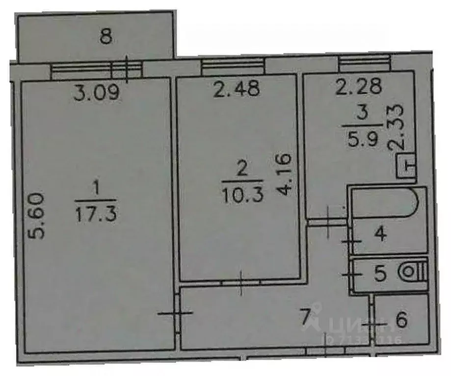2-к кв. Челябинская область, Озерск Набережная ул., 65 (43.8 м) - Фото 2