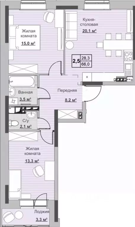 2-к кв. Удмуртия, Ижевск ул. Ухтомского (66.1 м) - Фото 0