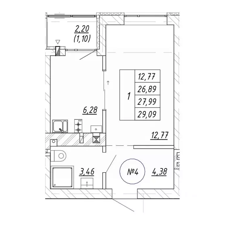 1-к кв. Калининградская область, Зеленоградск  (29.09 м) - Фото 1
