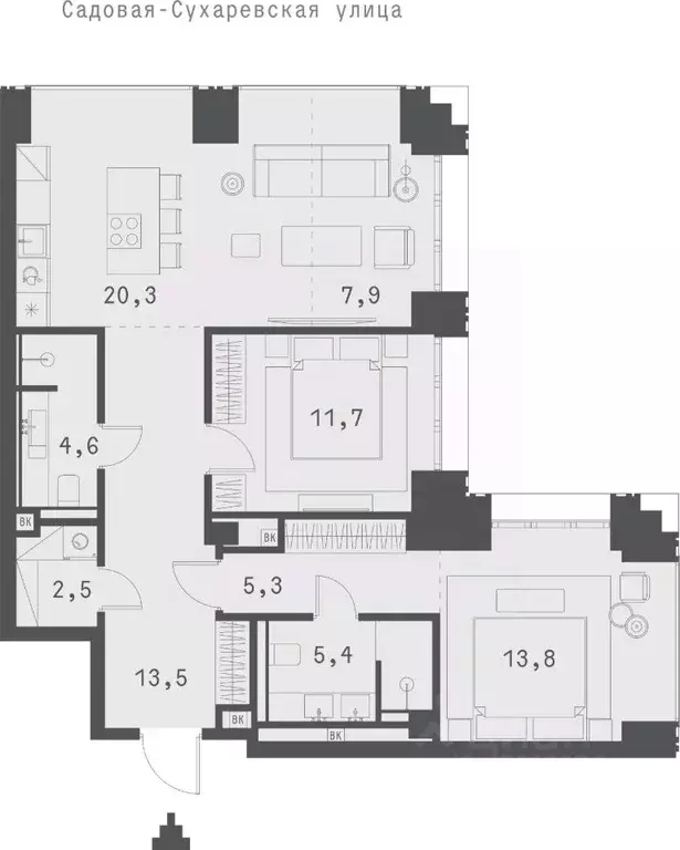 2-к кв. Москва Садовая-Сухаревская ул., 14 (85.19 м) - Фото 0