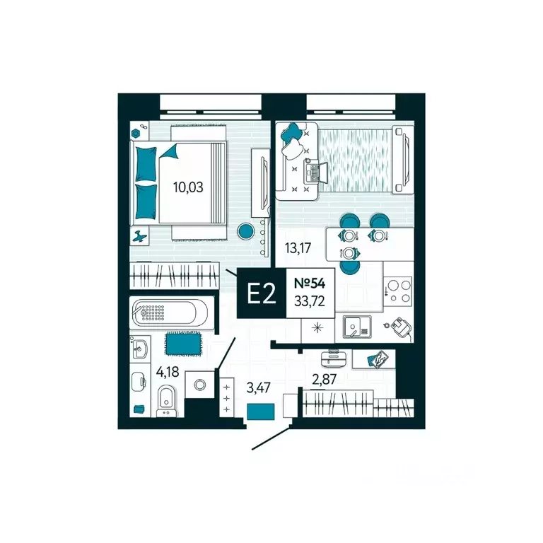 1-к кв. Тульская область, Тула ул. Чмутова, 158Д (33.72 м) - Фото 1
