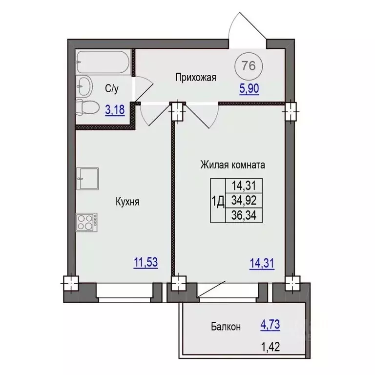 1-к кв. Псковская область, Псковский район, Завеличенская волость, д. ... - Фото 1