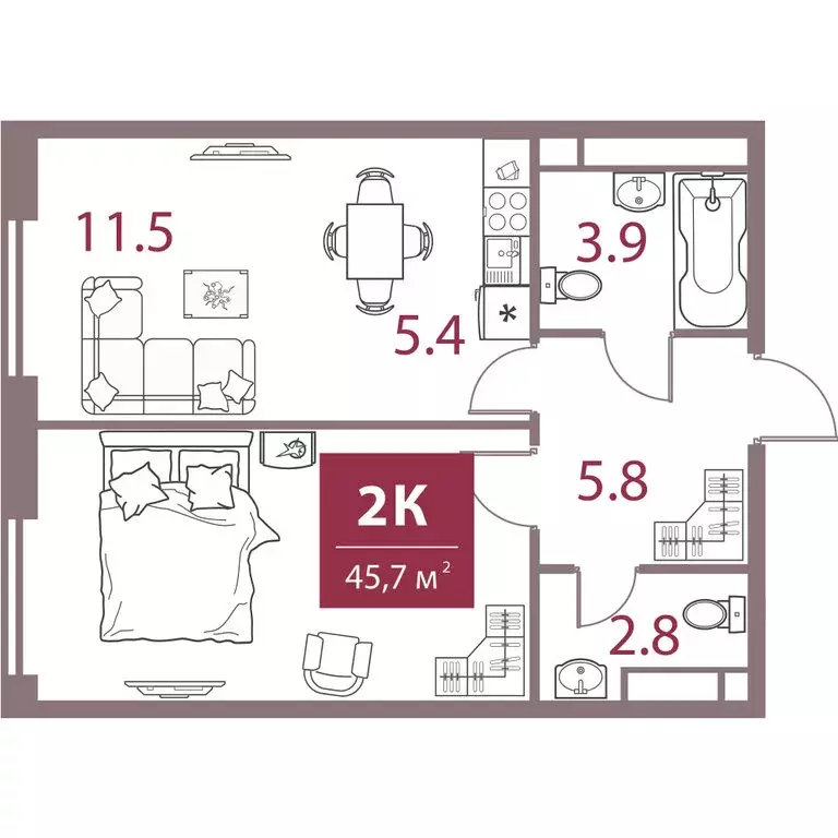 2-комнатная квартира: Москва, Мичуринский проспект, вл30Б (45.7 м) - Фото 0