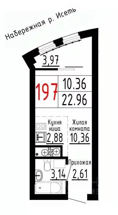 Студия Свердловская область, Екатеринбург Парковый мкр, Лувр жилой ... - Фото 0