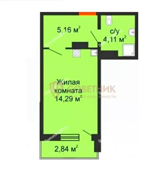 Студия Краснодарский край, Краснодар ул. Григория Пономаренко, 43 ... - Фото 2