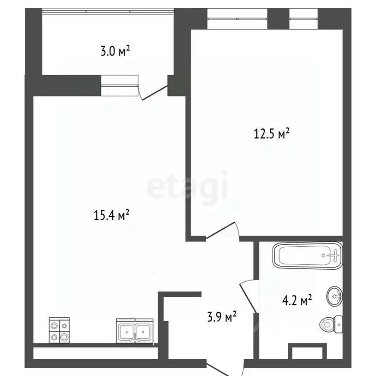 1-к кв. Тюменская область, Тюмень ул. Василия Малкова, 9 (36.13 м) - Фото 1