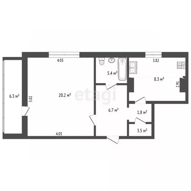 1-к кв. Севастополь ул. Генерала Мельника, 21 (44.0 м) - Фото 2