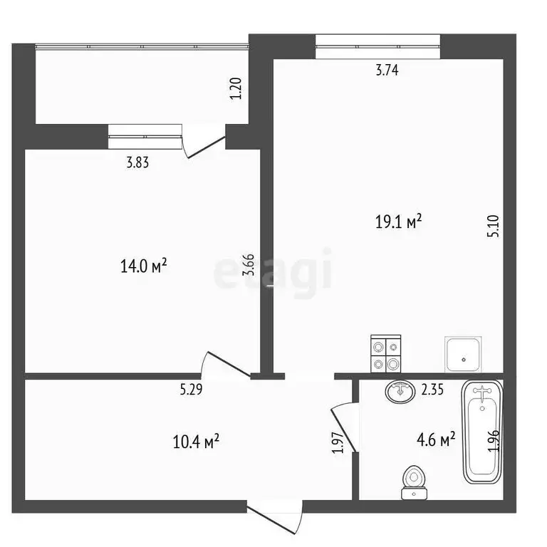 1-комнатная квартира: Тюмень, улица Игоря Комиссарова, 6 (48.3 м) - Фото 1
