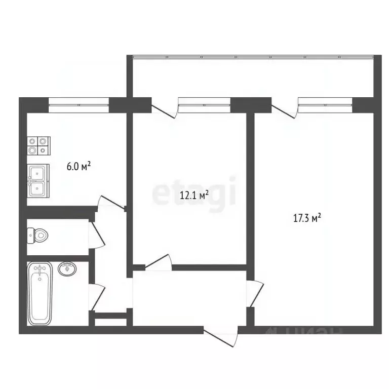 2-к кв. Чувашия, Новочебоксарск ул. Винокурова, 65 (47.0 м) - Фото 2