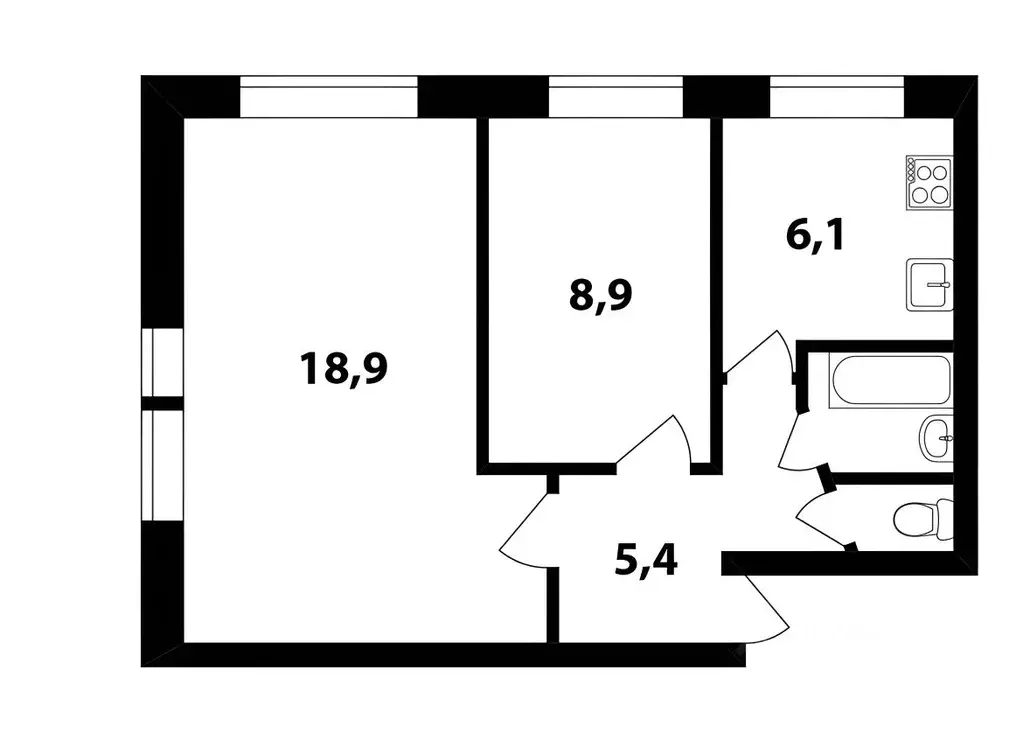 2-к кв. Санкт-Петербург ул. Федосеенко, 25 (44.3 м) - Фото 1