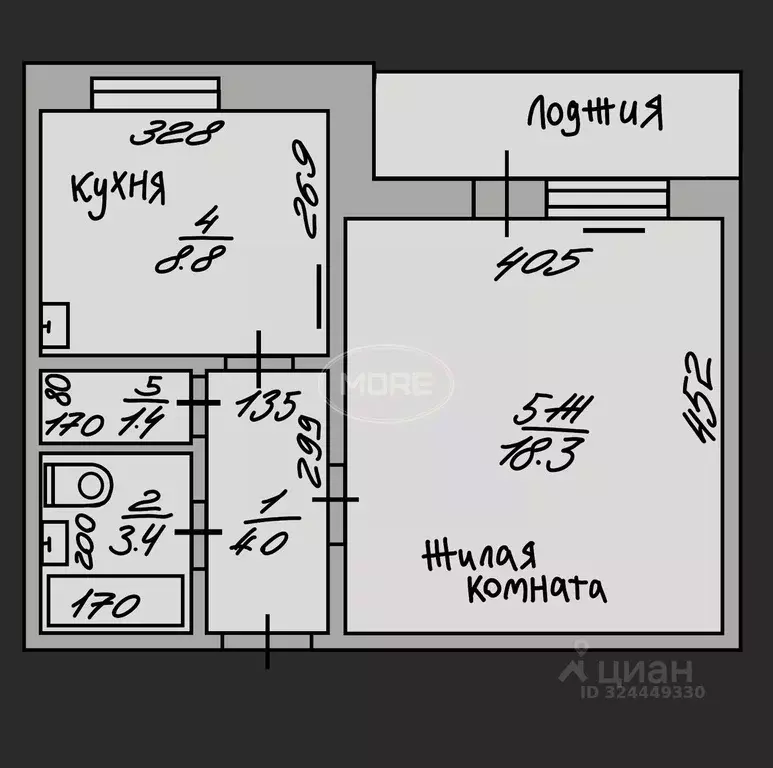 1-к кв. Калининградская область, Гурьевск Советская ул., 6А (35.9 м) - Фото 1